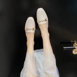 New Summer Fashion Metal Buckle Woman Shoes Half-drag Muller Shoes Women Wear Flat Slippers And Leather Toe-covered Sandals RT220