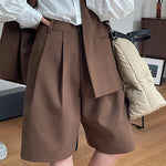 [LANMREM] Pleated Wool Shorts For Women High Waist Straight Office Lady Loose Clothing Korean Style 2025 Summer New 26D8692 RT220