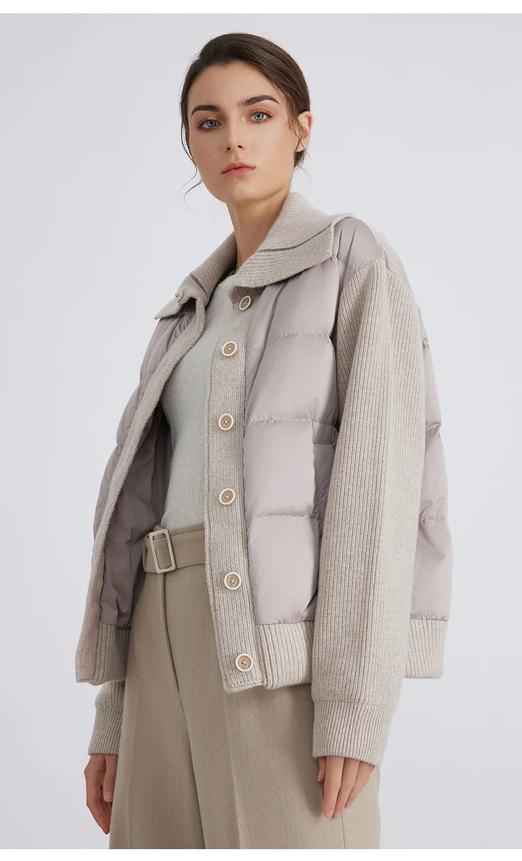 BC930 100% wool and white goose down spliced down jackets for women of high quality from luxury brands coats RT220