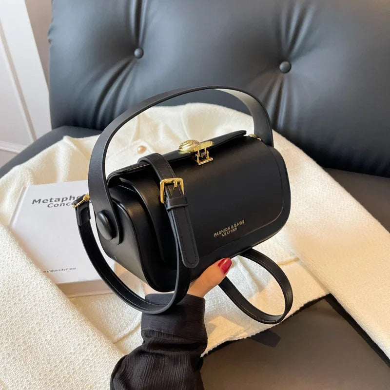 Classic Black Shoulder Bag Women's Versatile Retro Crossbody Square Bags 2024 New Large Capacity Textured Leather Flap Handbags RT220