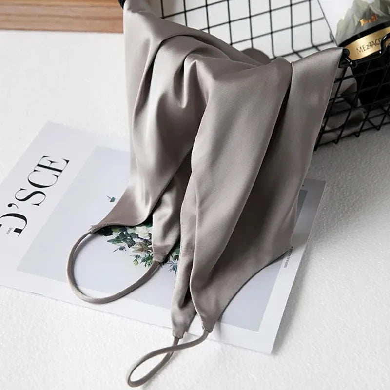 Spaghetti Strap Top Women Halter V Neck Basic White Cami Sleeveless Satin Silk Tank Tops Women Summer 2025 Camisole RT220