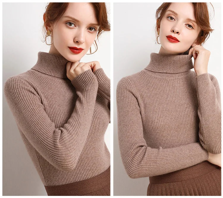 Women Fall Turtleneck Sweater Knitted Soft Pullovers Cashmere Jumpers Basic Soft Sweaters For Women 2025 Autumn Winter RT220