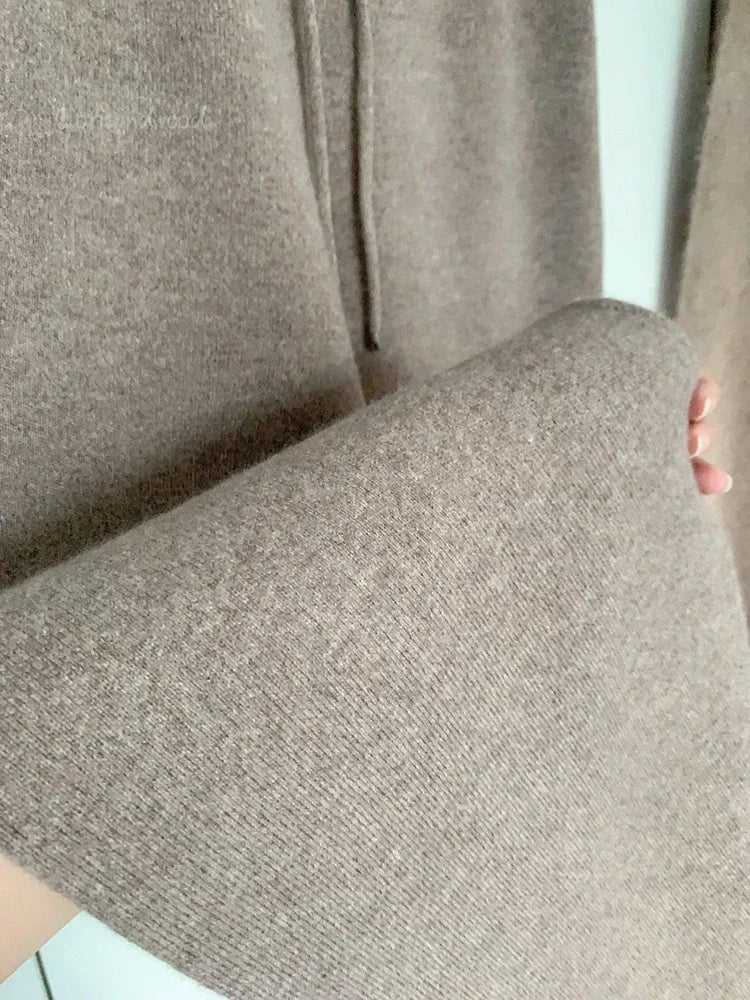 Autumn and Winter New High-waisted Loose Wool Knitted Wide-leg Trousers for Women To Wear Straight Leg Wide-leg Moped Trousers RT220