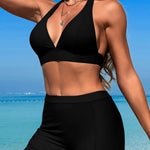 2025 High Waist Bikini Solid Halter Swimsuit Women Sexy Swimwear Female Bathers Bathing Swimming Swim Suit Beachwear RT220