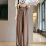 Thin Summer Wide-leg Pants Ice Filament Permeability Women Spring  Women Elastic Waist Stright Long Wide Leg Pants Casual Female RT220