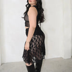 Xingqing 2024 Lace Skirt Women White See Through Floral Lace Low Waist Midi Skirts y2k Aesthetic Fairycore Beach Skirt Clubwear RT220