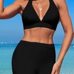 2025 High Waist Bikini Solid Halter Swimsuit Women Sexy Swimwear Female Bathers Bathing Swimming Swim Suit Beachwear RT220