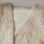 Women Fur Cardigan Thickened Long2025Spring And Autumn V-neck Jacket Female Loose Simple Leisure With Buttons Faux Fur Mink Coat RT220