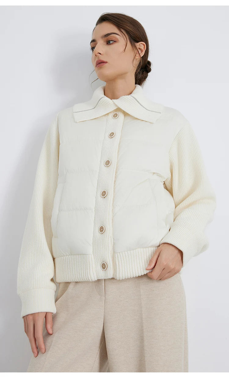 BC930 100% wool and white goose down spliced down jackets for women of high quality from luxury brands coats RT220