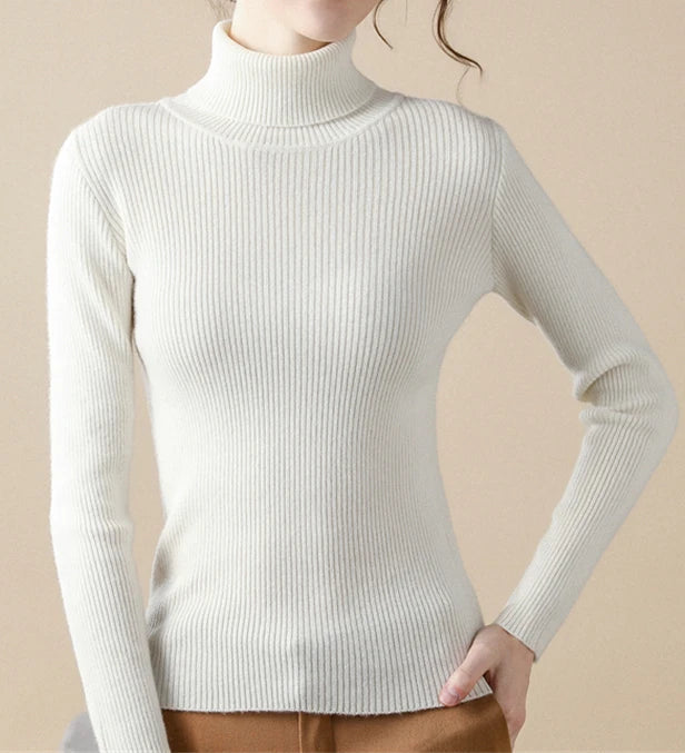 Women Fall Turtleneck Sweater Knitted Soft Pullovers Cashmere Jumpers Basic Soft Sweaters For Women 2025 Autumn Winter RT220
