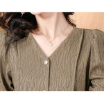 Fashion V-Neck Womens Shirts And Blouse 2025 Spring Autumn Simplicity Streetwear Tops Women Elegant Slim Casual Clothing Femme RT220