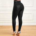 M XXL Faux Denim Leggings Women Clothing Summer High Waist Jeans Oversized Basics Pants Female Casual Slim Trousers RT220