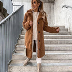 Women Faux Fur Thin Long Coat Warm Autumn Winter Teddy Female Casual Coat Oversized Soft Fluffy Fleece Jackets Overcoat RT220