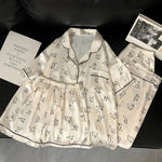 Honey Peach Print Lace Korean Ins Style Pajamas Women Y2k Three-piece Set Classy Sweet Cute Lady Lounge 2024 New Spring Homewear RT220