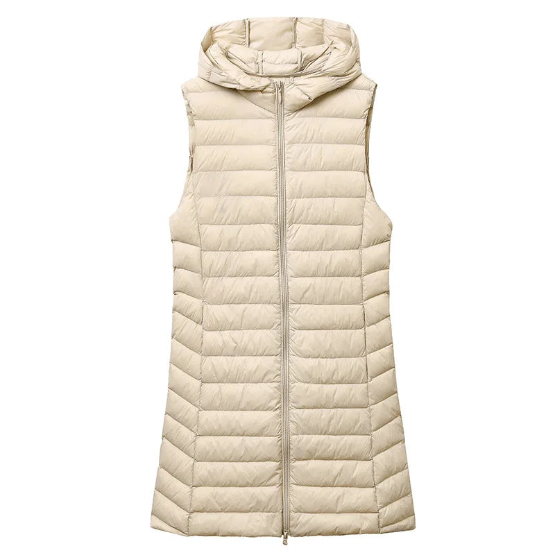 New Fashion Female Sleeveless Jacket Women Winter Light White Duck Down Jacket Slim Puffer Vest Portable Windproof Down Coat RT220