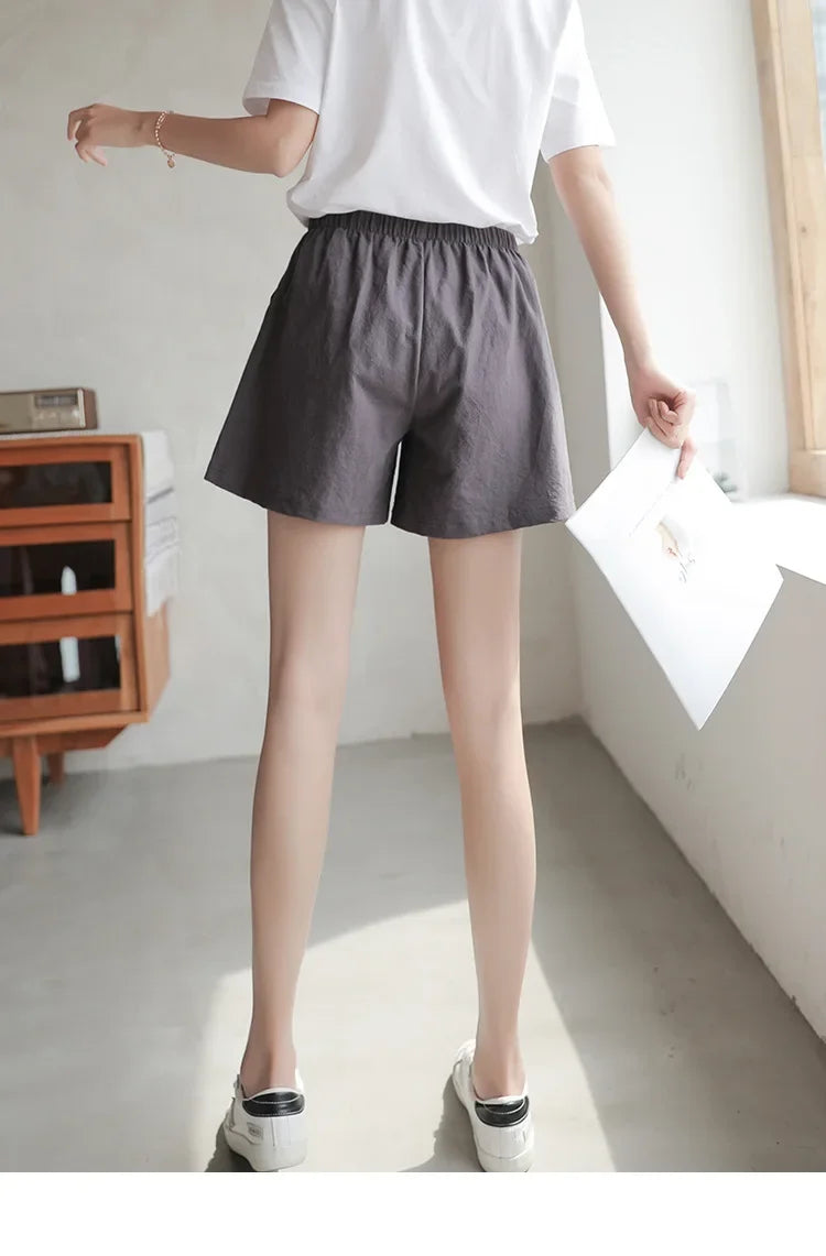 High Waisted Casual Linen Shorts Women Gym Workout Shorts Cotton Short Pants Loose-fitting Ladies Short Femme Women Shorts Sport RT220