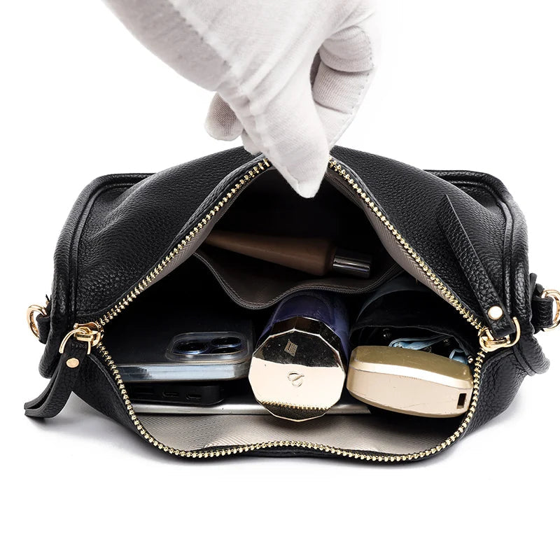 Soft Genuine Leather Messenger Bag Women Design Shoulder Crossbody Bag Purse Fashion Female High Quality Cow Leather Handbag New RT220