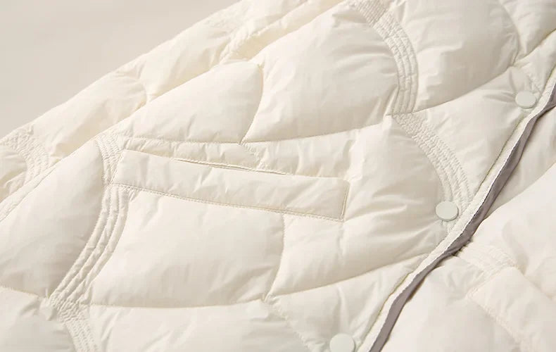 2024 Winter New Fashion Stand Collar X-Long Women Down Jackets Female Casual Loose Ultra Lightweigh White Duck Down Warm Coat RT220