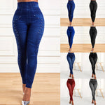 M XXL Faux Denim Leggings Women Clothing Summer High Waist Jeans Oversized Basics Pants Female Casual Slim Trousers RT220