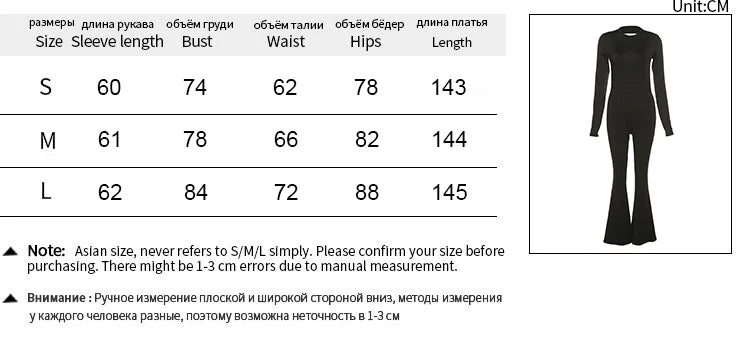 Jumpsuits Autumn New Women Sexy Black Backless Long Sleeve Bodycon Rompers Fashion Streetwear Flare Pants Casual Slim Jumpsuits RT220
