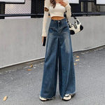 Woman High Waist High Street Wide Leg Jeans Female Loose Designer Pants Girls Fashion Y2k Blue Light Blue Gothic Denim Trousers RT220
