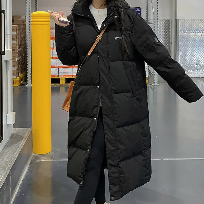 ITOOLIN Women oversize Loose Coat Zipper Pockets Down Coat Turtleneck Thicken Long Coat Casual Parkas Women 2023 Autumn Winter RT220