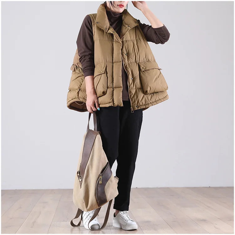 Winter Ultra Light Thin Duck Down Vest Feather Jacket Women Quilted Short Warm Basic Casual Oversize Waistcoat RT220
