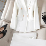 Gray Black Blue White Fashion Women Pant Suit Long Sleeve Solid Ladies Blazer and Trouser Formal 2 Piece Set For Autumn Winter RT220