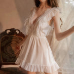 2022 New Sleepwear Women Summer Silk Nightdress Beauty Back Night Dress Home Clothes Nightwear Sleepshirts Satin Negligee RT220