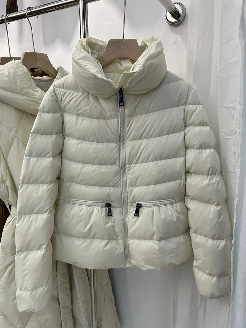 Winter New Down Coats Puffer Jacket Women Simple Casual Elegant Outerwears Stand-up Collar Thick Slim Warm Short Down Jackets RT220