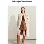 Women Fur Cardigan Thickened Long2025Spring And Autumn V-neck Jacket Female Loose Simple Leisure With Buttons Faux Fur Mink Coat RT220