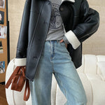 [LANMREM] Faux Fur Thick Warm Coats Lapel Single Breasted Office Lady Elegant Female Outwear Fashion 2025 Winter New 26C1095 RT220