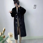 Women Fur Cardigan Thickened Long2025Spring And Autumn V-neck Jacket Female Loose Simple Leisure With Buttons Faux Fur Mink Coat RT220