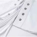 Fashion White Lapel Oversize Long Sleeve Shirts 2025 Spring New Weave Drawstring Blouse Lady Holiday Beach Street Chic Loose Top RT220