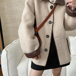 [LANMREM] Faux Fur Thick Warm Coats Lapel Single Breasted Office Lady Elegant Female Outwear Fashion 2025 Winter New 26C1095 RT220