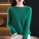 100% Merino Wool Knitted Sweater Autumn/Winter 2024 New Women's Round Neck Hollow Top 11 Color Pullover Versatile Coat NJR1107 RT220