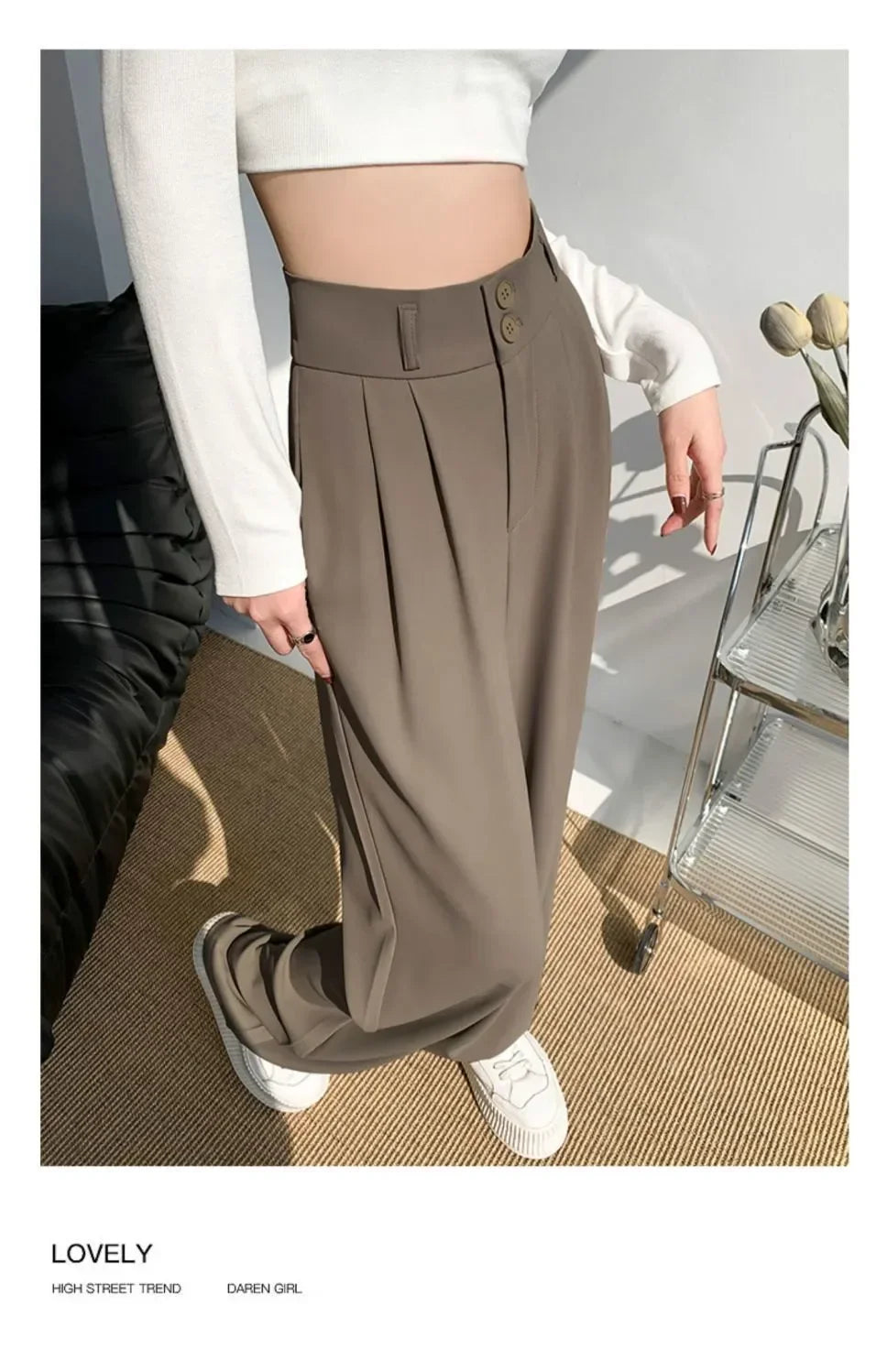 Elegant Wide Leg Pants Women Korean Style High Waist Black Baggy Pants Office Ladies Fashion Loose Suit Trousers Streetwear 2024 RT220