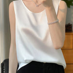 Women Tops Solid Spring Summer Casual Crop Tops Sexy O-neck Tank Tops Office Lady Pink White Top 2024 Fashion Korean Tank Top RT220