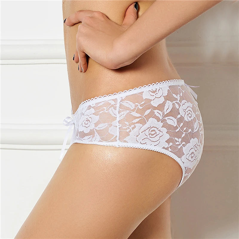 Comeondear Lace Panties Low-waist Underwear Thong Female G String Bandage Plus Size Lingerie Strappy Briefs Crotchless Intimates RT220