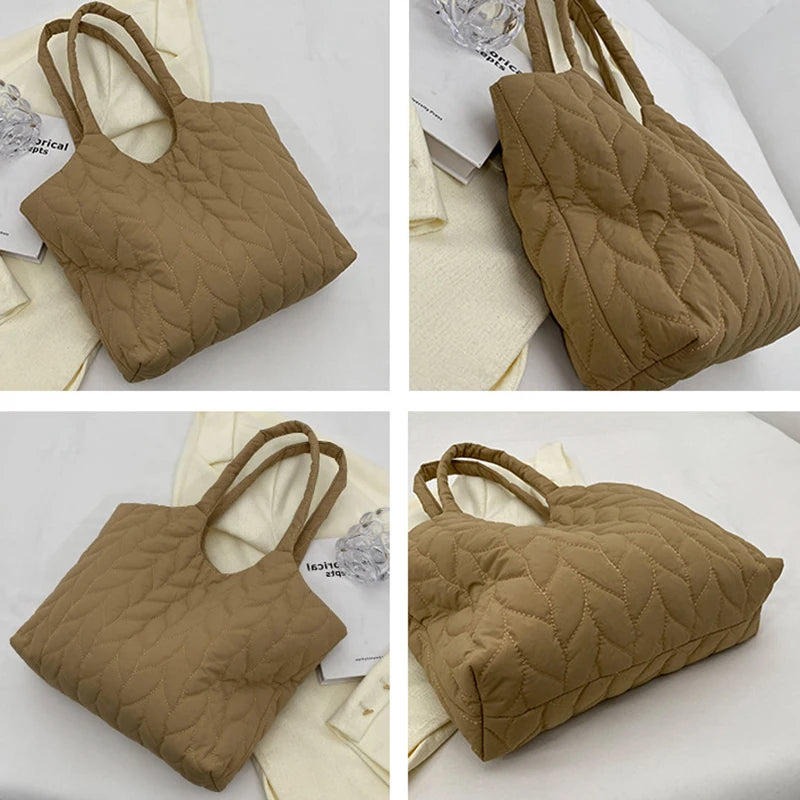 Lingge Embroidered Thread Women's Bag New Small Design Sense Handbag Simple And Large Capacity Shoulder Fabric Bag RT220