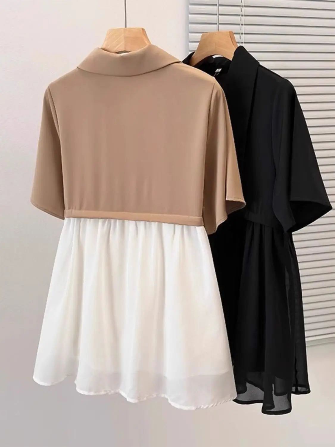 Spliced fake Two-piece Polo Collar Suit Shirt for Women in Summer Loose and Versatile Slim Top RT220