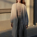 Women Fur Cardigan Thickened Long 2024Autumn Winter V-neck Jacket Female Loose Simple Leisure With Buttons Casual Faux Fur Coat RT220