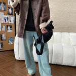 [LANMREM] Faux Fur Thick Warm Coats Lapel Single Breasted Office Lady Elegant Female Outwear Fashion 2025 Winter New 26C1095 RT220