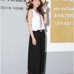 Wide leg pants pleated chiffon high waisted loose skirt pants with large hem and drape feeling, large size random linen spring/s RT220