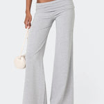 Fold Over Yoga Pants for Women Low Rise Flare Leg Sweatpants Y2k Solid Color Stretchy Loose Gym Lounge Leggings RT220