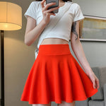 ITOOLIN Women Sweet Solid Color Preppy Skirts Casual Wide Leg High Waist Mini Skirts Women Harajuku Pleated A-line Skirts New RT220