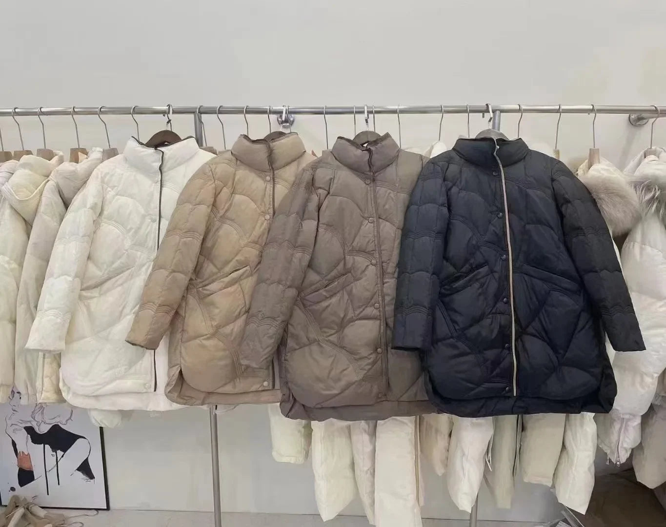 2024 Winter New Fashion Stand Collar X-Long Women Down Jackets Female Casual Loose Ultra Lightweigh White Duck Down Warm Coat RT220