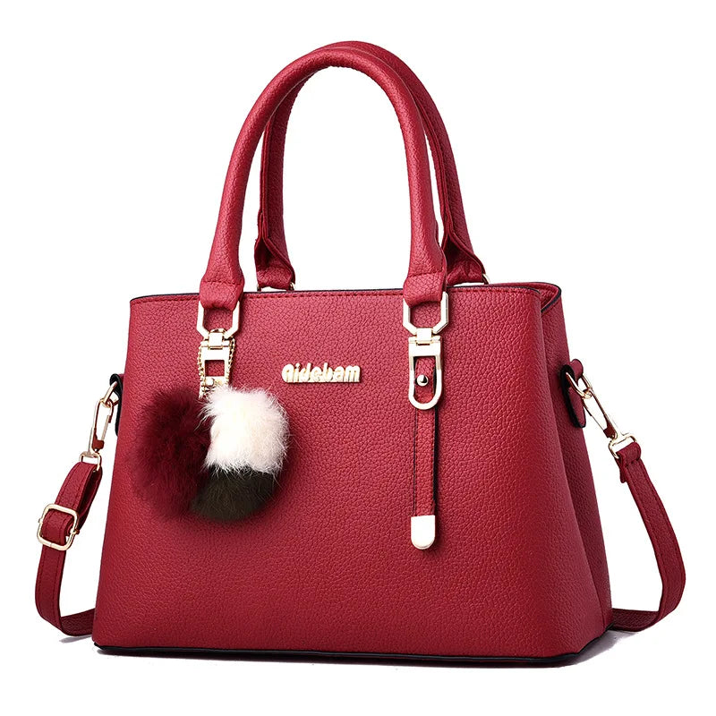 Yogodlns Women Beading Pendant Handbag Ladies Embossed Shoulder Bag Ladies Messenger Bag Hairball Bags High Quality Bag RT220