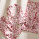 Honey Peach Print Lace Korean Ins Style Pajamas Women Y2k Three-piece Set Classy Sweet Cute Lady Lounge 2024 New Spring Homewear RT220