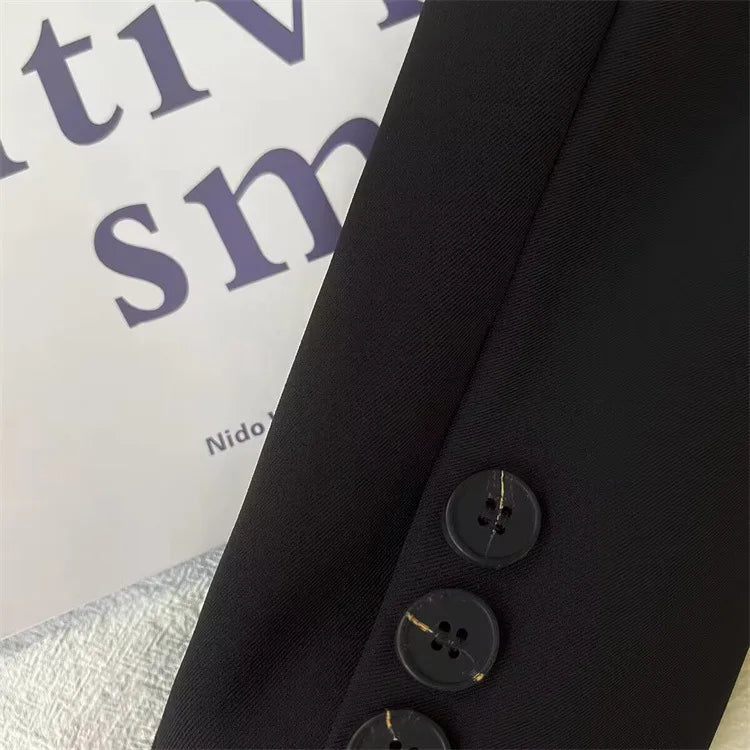 Korean Cropped Blazers Women Autumn Solid Color Simple Single-button Outwear Teens All-match Long Sleeve Office Lady Suit Jacket RT220